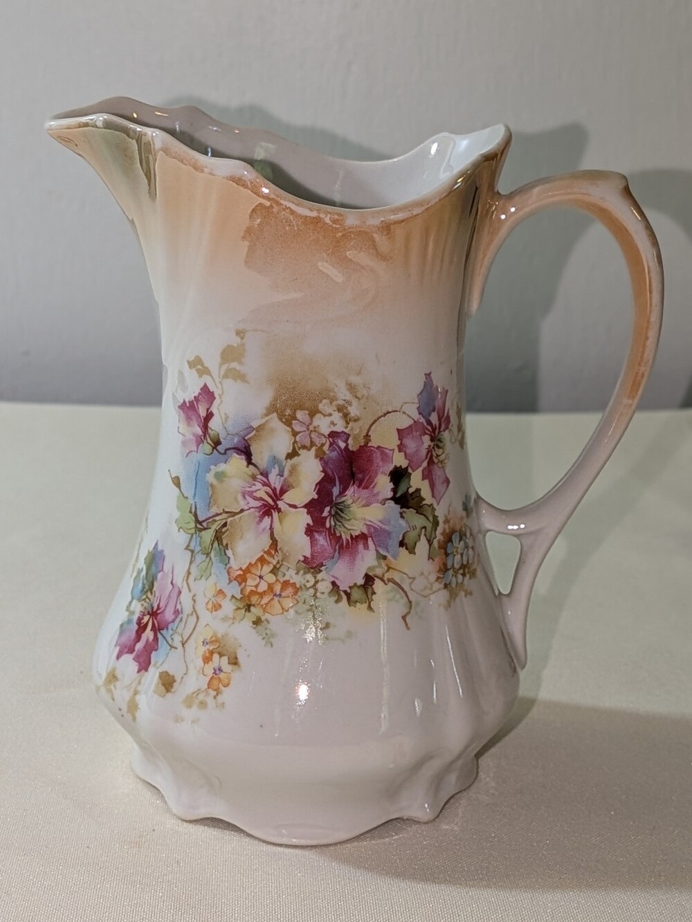 Vintage Floral Porcelain Pitcher